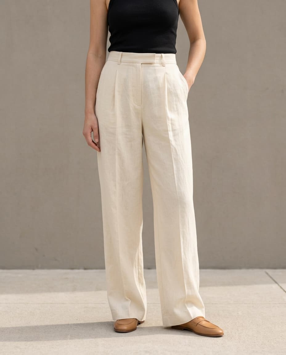 Cream Wide Trousers
