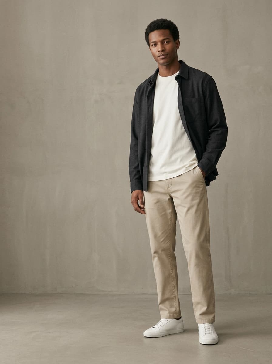 Man in relaxed straight-fit chinos